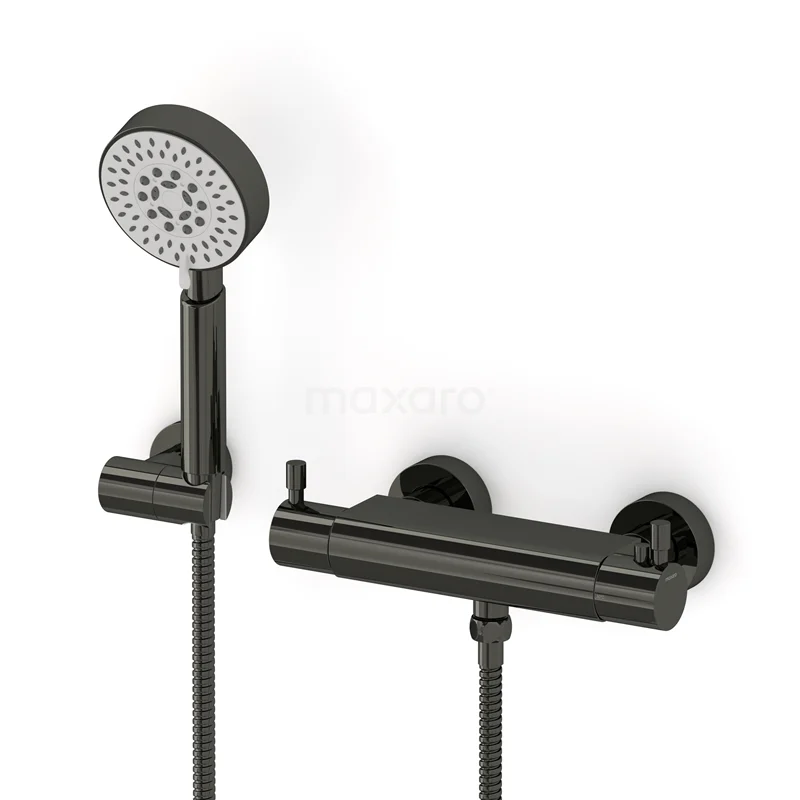 Radius Aufputz-Brausegarnitur | Schwarzchrom Thermostatarmatur mit Handbrause 5 Positionen AOB55-00006 Radius Aufputz-Brausegarnitur | Schwarzchrom Thermostatarmatur mit Handbrause 5 Positionen AOB55-00006