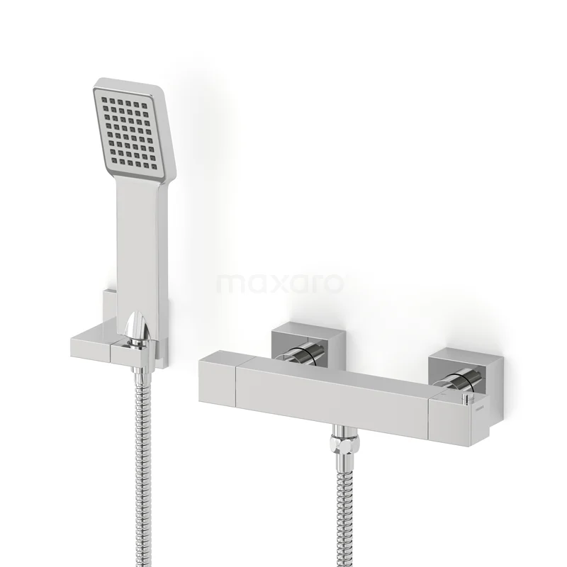 Cubic Aufputz-Brausebatterie-Set | Chrom Mischbatterie mit Handbrause 1 Position AOC22-00017 Cubic Aufputz-Brausebatterie-Set | Chrom Mischbatterie mit Handbrause 1 Position AOC22-00017