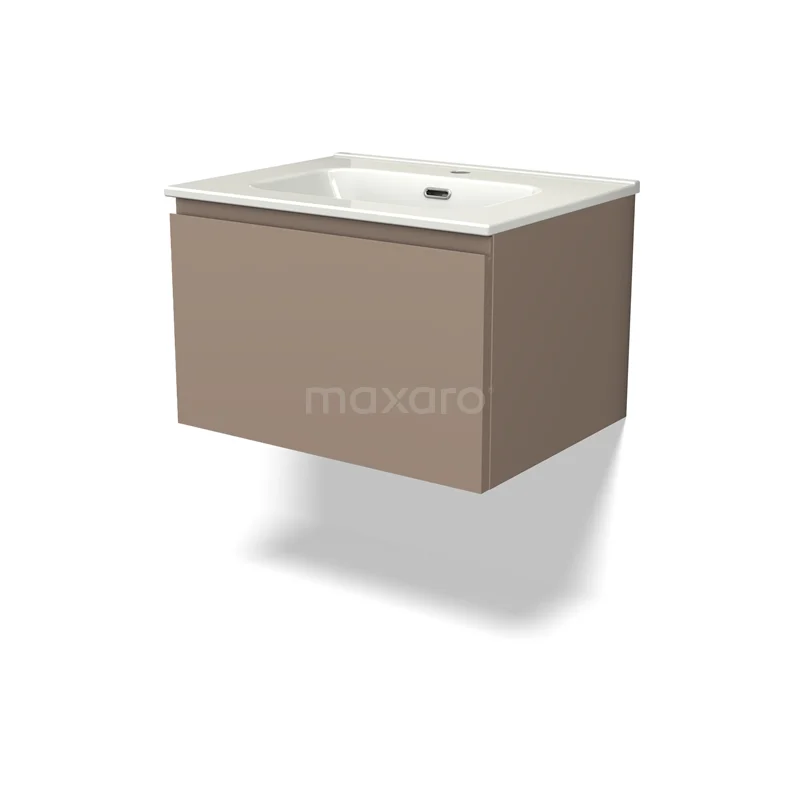 Modulo Vanity units with basin | 60 cm Taupe Handle-less front Ceramic 1 drawer BMW11-03788