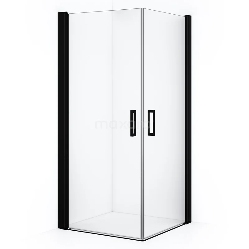 Diamond Shower enclosure | 85x75 cm Matte black Clear glass Pivot door Rectangle CDE10807210MBN