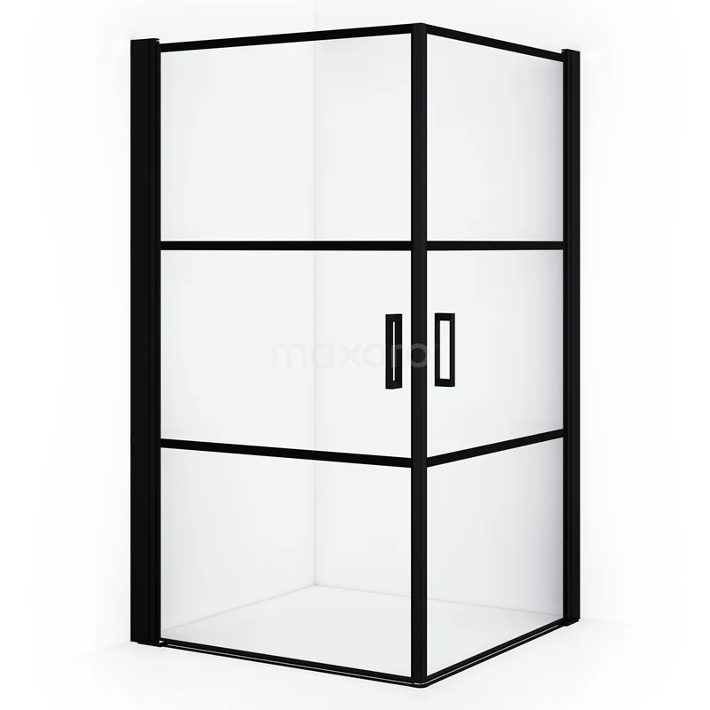 Diamond Shower enclosure | 105x95 cm Matte black Clear with 4 black stripes Pivot door Rectangle CDE11009218MBN
