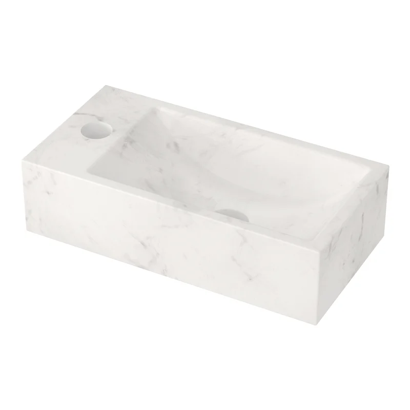 Handwaschbecken WC Weißer Marmor Naturstein Hahnloch Links N123-1011 Handwaschbecken WC Weißer Marmor Naturstein Hahnloch Links N123-1011