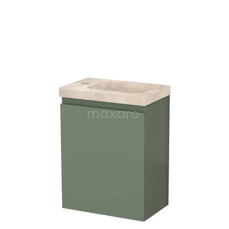 Modulo Pico WC-Möbel mit Waschbecken | 40 cm Salbeigrün Grifflose Front Waschbecken aus Travertin Naturstein TMW10-00629 Modulo Pico WC-Möbel mit Waschbecken | 40 cm Salbeigrün Grifflose Front Waschbecken aus Travertin Naturstein TMW10-00629