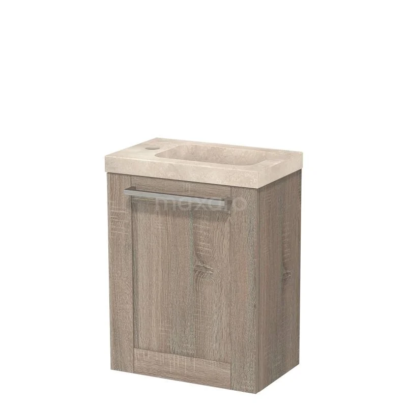 Modulo Pico Toilet unit with basin | 40 cm Oak Fronts Basin Travertine Natural stone TMW10-00634