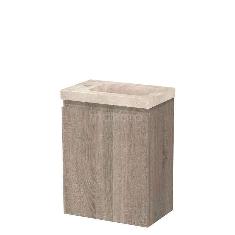 Modulo Pico Toilet unit with basin | 40 cm Oak Handleless front Basin Travertine Natural stone TMW10-00636
