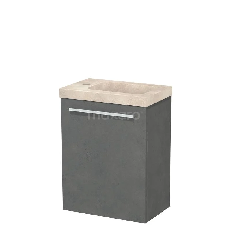 Modulo Pico WC-Möbel mit Waschbecken | 41 cm Dunkelgrauer Beton Glatte Front Waschbecken aus Travertin Naturstein TMW10-00656 Modulo Pico WC-Möbel mit Waschbecken | 41 cm Dunkelgrauer Beton Glatte Front Waschbecken aus Travertin Naturstein TMW10-00656