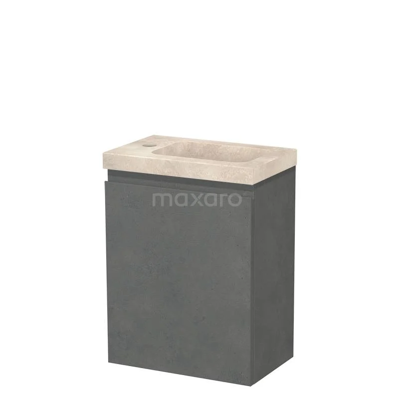 Modulo Pico WC-Möbel mit Waschbecken | 40 cm Dunkelgrauer Beton Grifflose Front Waschbecken aus Travertin Naturstein TMW10-00658 Modulo Pico WC-Möbel mit Waschbecken | 40 cm Dunkelgrauer Beton Grifflose Front Waschbecken aus Travertin Naturstein TMW10-00658