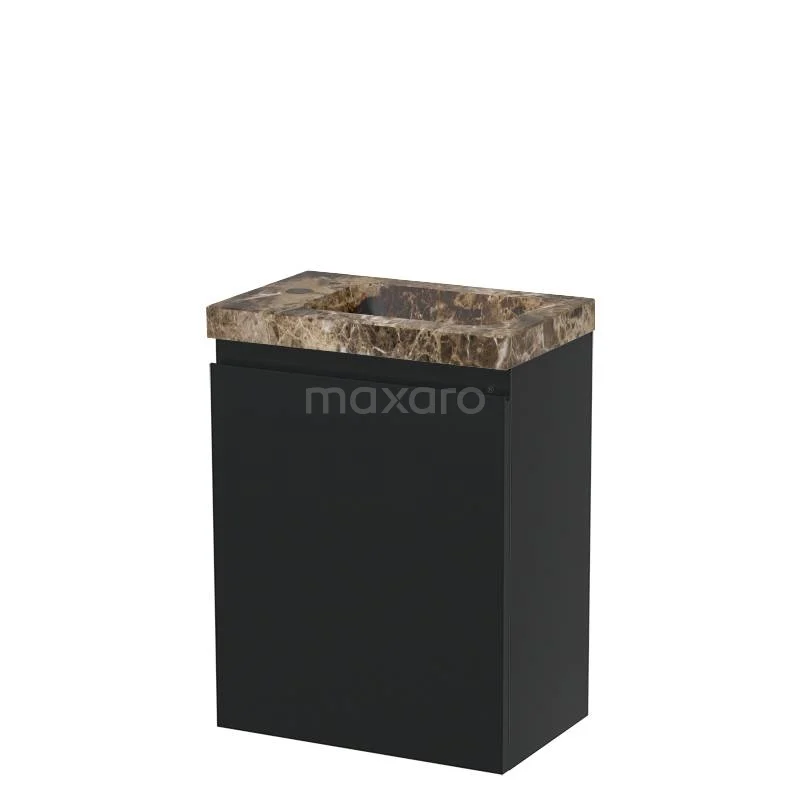 Modulo Pico Toilet unit with basin | 40 cm Matte black Handleless front Basin Dark emperador Natural stone TMW10-00662