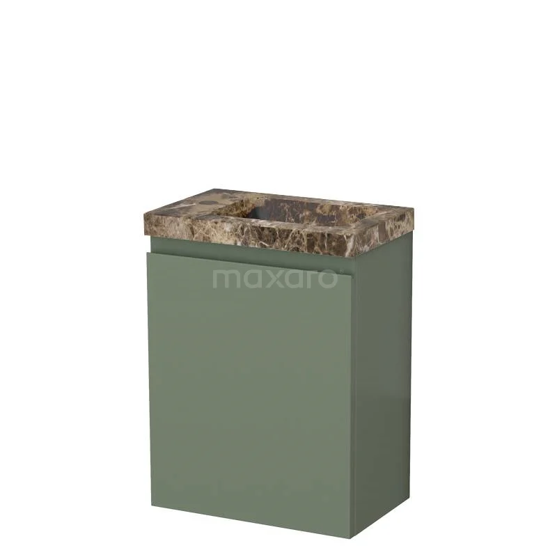 Modulo Pico Toilet unit with basin | 40 cm Sage green Handleless front Dark emperador Basin Natural stone TMW10-00683