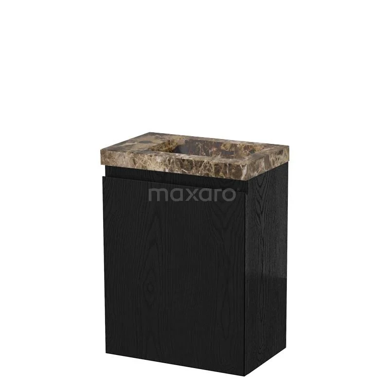 Modulo Pico Toilet unit with basin | 40 cm Black oak Handleless front Dark emperador Basin Natural stone TMW10-00687