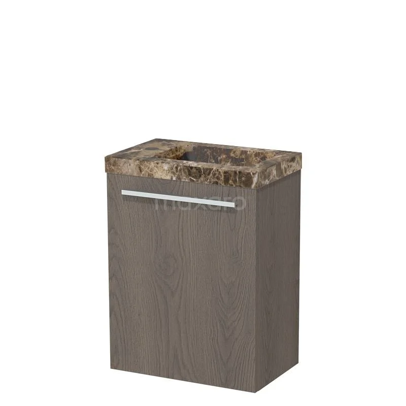 Modulo Pico Toilet unit with basin | 41 cm Dark brown oak Flat front Basin Dark emperador Natural stone TMW10-00702