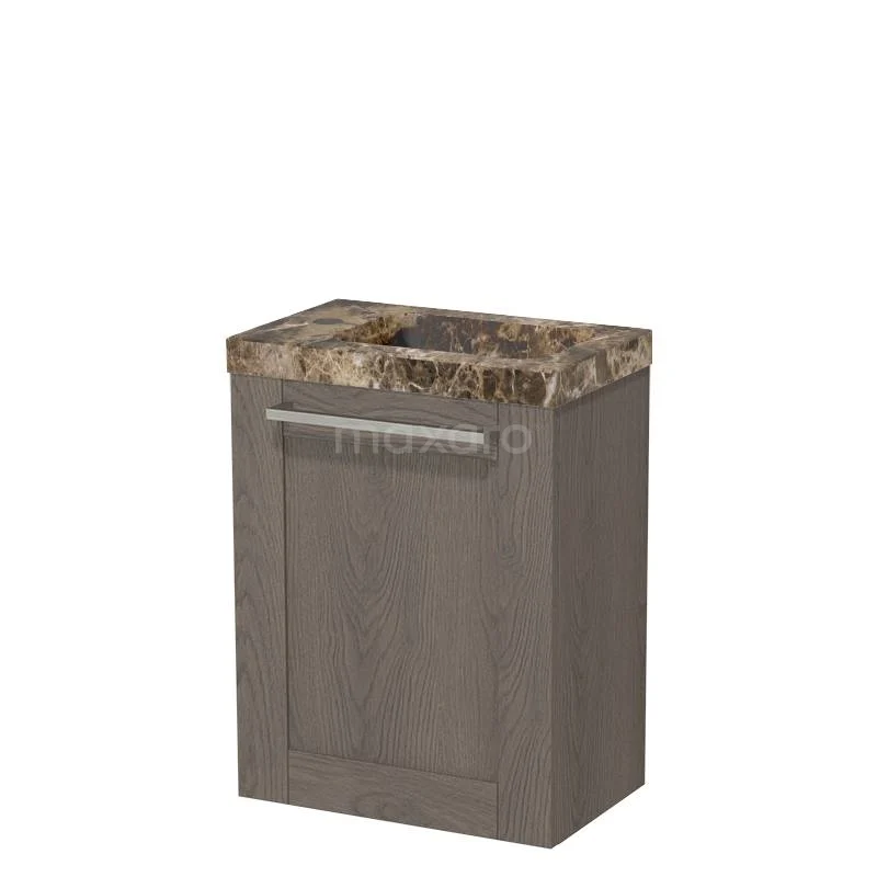 Modulo Pico Toilet unit with basin | 40 cm Dark brown oak Fronts Basin Dark emperador Natural stone TMW10-00703