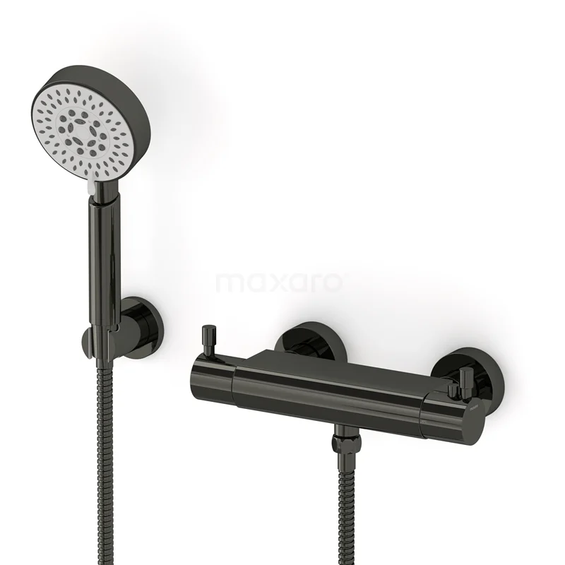 Radius Aufputz-Brausegarnitur | Schwarzchrom Thermostatarmatur mit Handbrause 5 Positionen AOB55-00005 Radius Aufputz-Brausegarnitur | Schwarzchrom Thermostatarmatur mit Handbrause 5 Positionen AOB55-00005