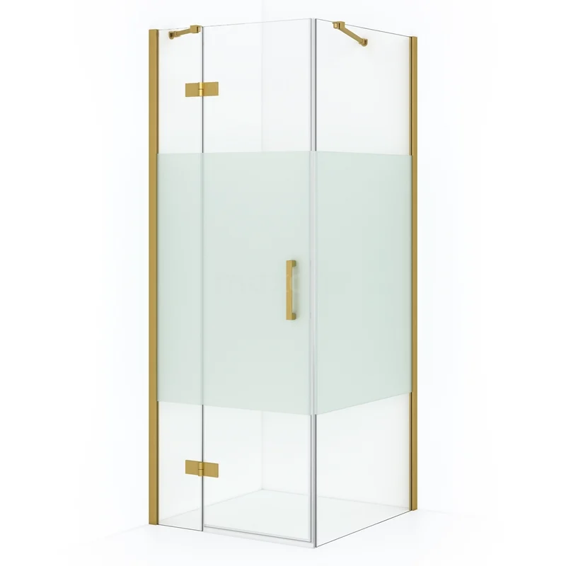Diamond Shower enclosure | 80x80 cm Gold Clear with matt strip Pivot door Square CDB213508413GGN