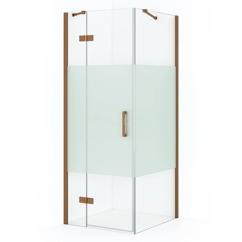 Diamond Shower enclosure | 80x80 cm Copper Clear with matt strip Pivot door Square CDB213508413KP
