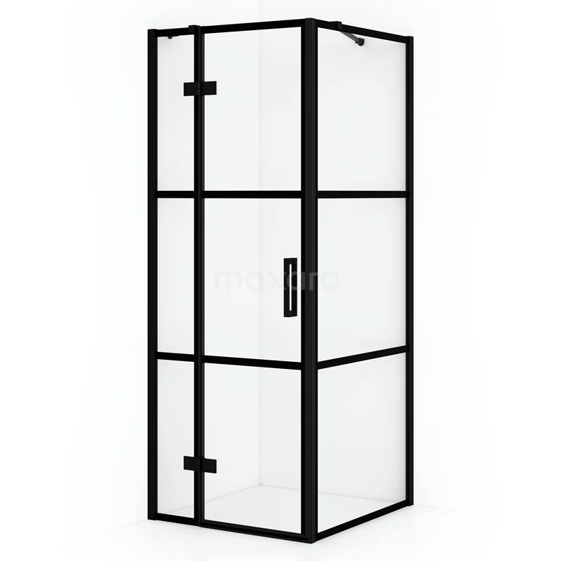 Diamond Shower enclosure | 90x80 cm Matte black Clear with 4 black stripes Pivot door Rectangle CDB213608418MB