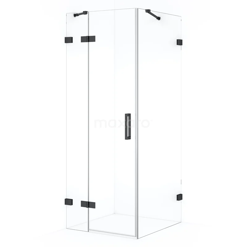 Diamond Shower enclosure | 90x80 cm Black chrome Clear glass Pivot door Rectangle CDB213608420BC