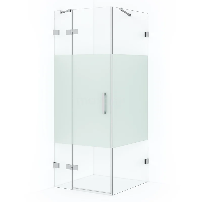 Diamond Shower enclosure | 80x80 cm Chrome Clear with matt strip Pivot door Square CDB213508423C
