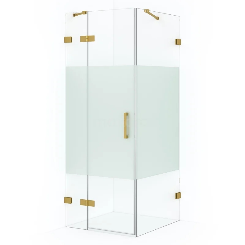 Diamond Shower enclosure | 80x80 cm Gold Clear with matt strip Pivot door Square CDB213508423GG