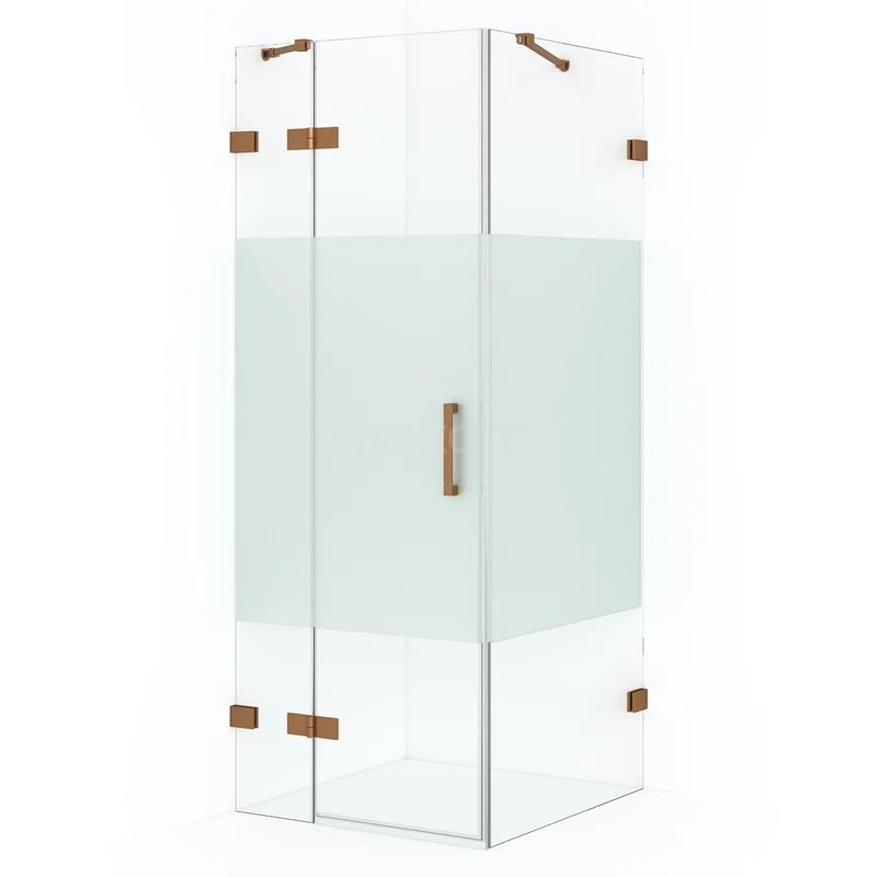 Diamond Shower enclosure | 80x80 cm Copper Clear with matt strip Pivot door Square CDB213508423KP
