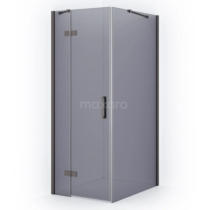 Diamond Shower enclosure | 100x80 cm Black metal Smoke glass Pivot door Rectangle CDB213510411ZMN
