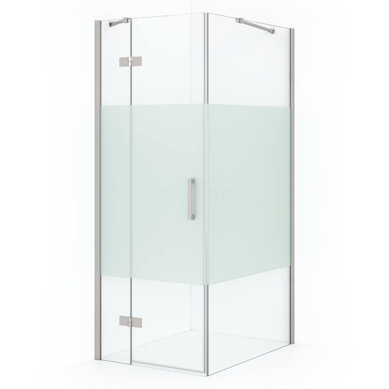 Diamond Shower enclosure | 100x80 cm Stainless steel Clear with matt strip Pivot door Rectangle CDB213510413BR