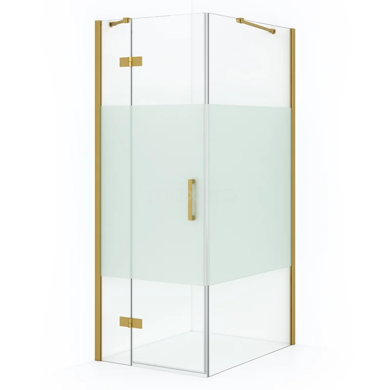 Diamond Shower enclosure | 90x80 cm Gold Clear with matt strip Pivot door Rectangle CDB213509413GGN