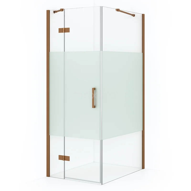 Diamond Shower enclosure | 90x80 cm Copper Clear with matt strip Pivot door Rectangle CDB213509413KP