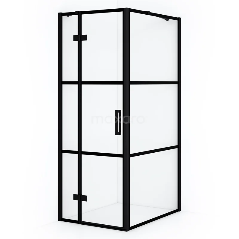 Diamond Shower enclosure | 100x90 cm Matte black Clear with 4 black stripes Pivot door Rectangle CDB213610418MB