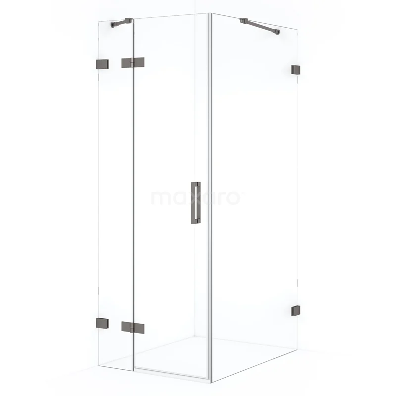Diamond Shower enclosure | 90x80 cm Black metal Clear glass Pivot door Rectangle CDB213509420ZM