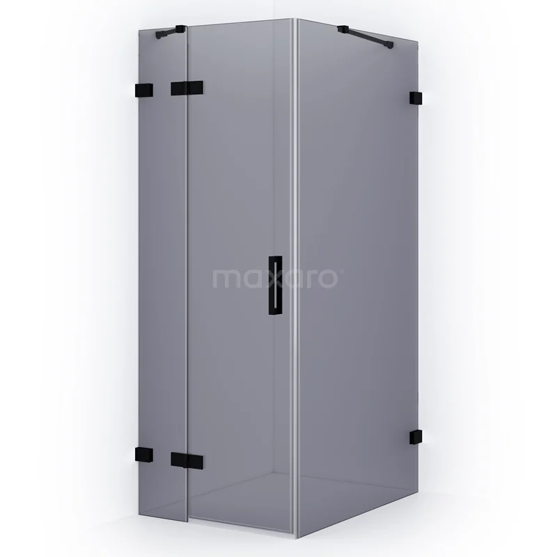 Diamond Shower enclosure | 100x80 cm Matte black Smoke glass Pivot door Rectangle CDB213510421MB