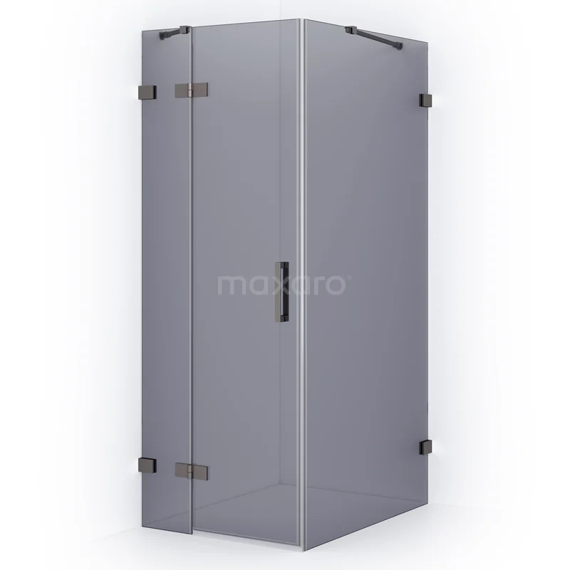 Diamond Shower enclosure | 100x80 cm Black metal Smoke glass Pivot door Rectangle CDB213510421ZM