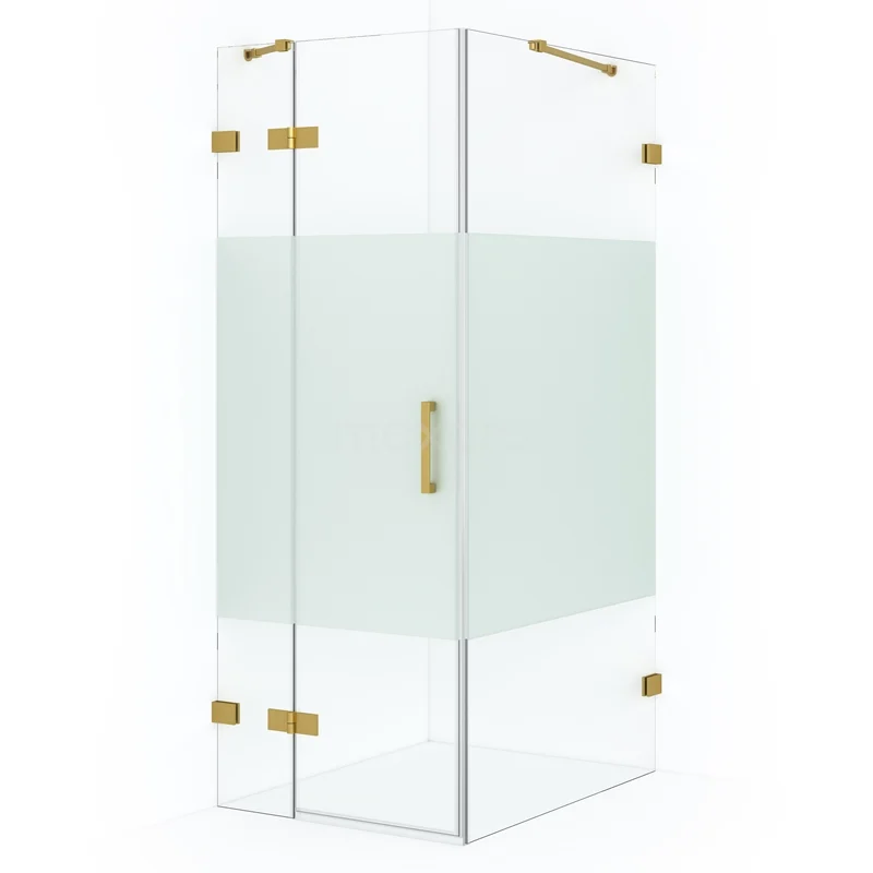 Diamond Shower enclosure | 90x80 cm Gold Clear with matt strip Pivot door Rectangle CDB213509423GG