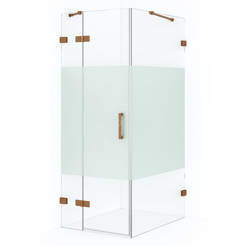 Diamond Shower enclosure | 90x90 cm Copper Clear with matt strip Pivot door Square CDB213609423KP