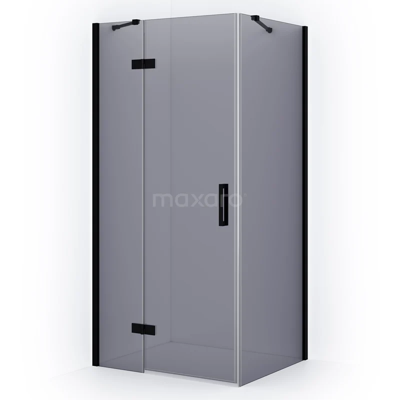 Diamond Shower enclosure | 110x80 cm Matte black Smoke glass Pivot door Rectangle CDB216508411MB