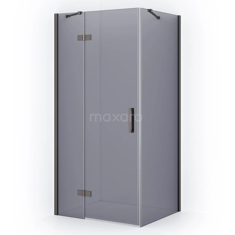 Diamond Shower enclosure | 110x80 cm Black metal Smoke glass Pivot door Rectangle CDB216508411ZMN