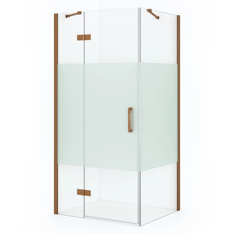Diamond Shower enclosure | 100x80 cm Copper Clear with matt strip Pivot door Rectangle CDB214608413KP