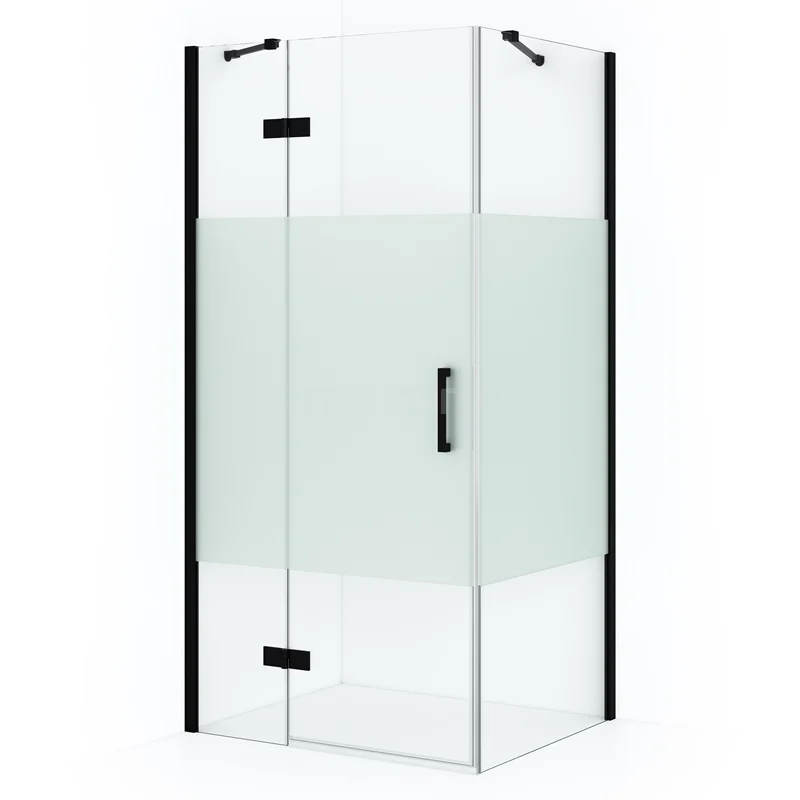 Diamond Shower enclosure | 100x80 cm Matte black Clear with matt strip Pivot door Rectangle CDB214608413MB