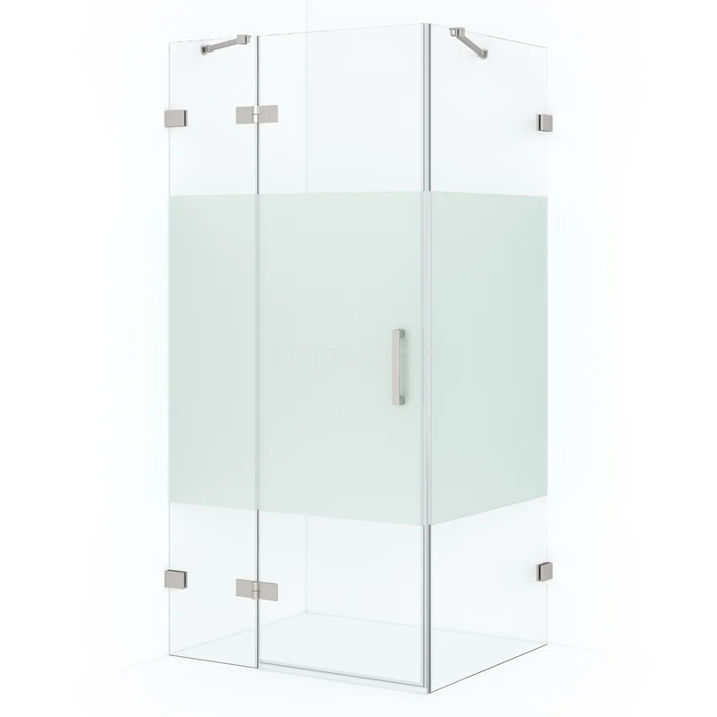 Diamond Shower enclosure | 110x80 cm Stainless steel Clear with matt strip Pivot door Rectangle CDB216508423BR