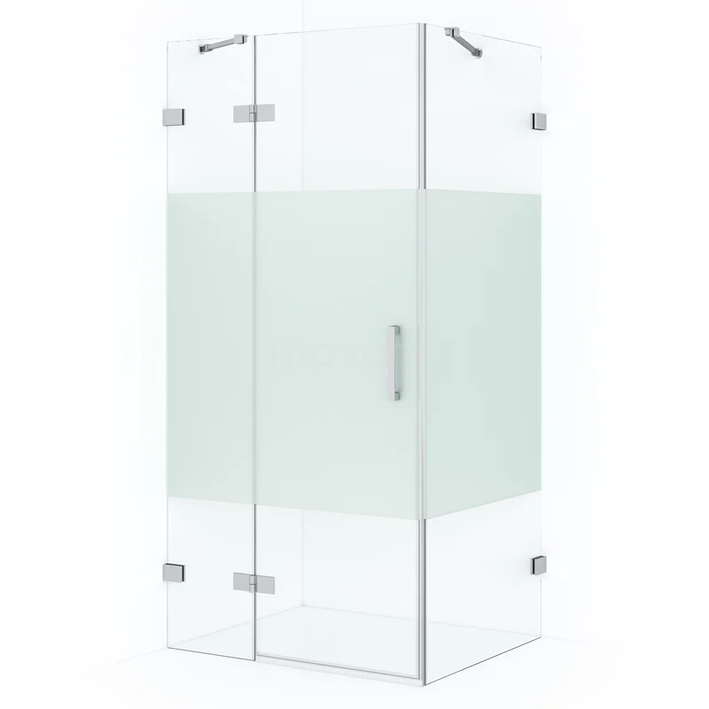 Diamond Shower enclosure | 110x80 cm Chrome Clear with matt strip Pivot door Rectangle CDB216508423C