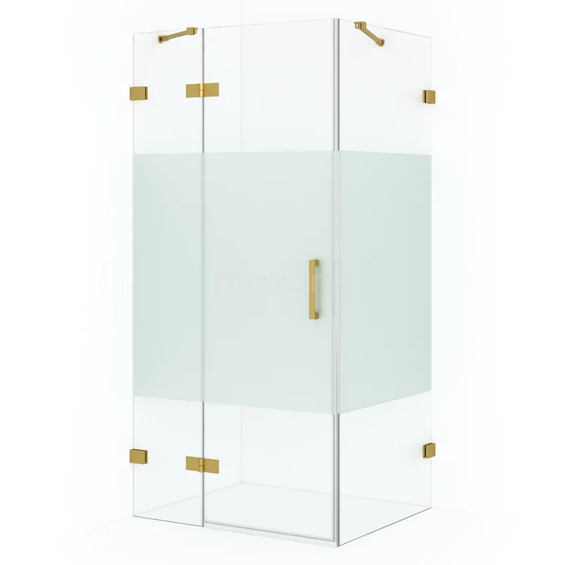 Diamond Shower enclosure | 100x80 cm Gold Clear with matt strip Pivot door Rectangle CDB214608423GG