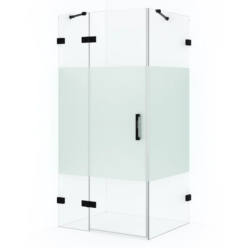 Diamond Shower enclosure | 100x80 cm Matte black Clear with matt strip Pivot door Rectangle CDB214608423MB