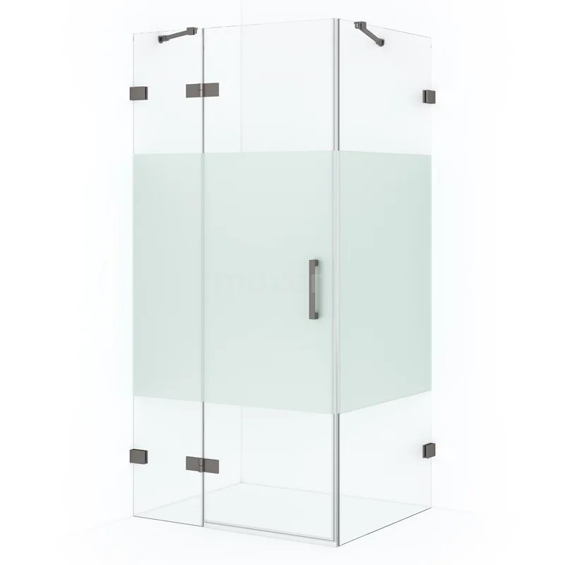 Diamond Shower enclosure | 100x80 cm Black metal Clear with matt strip Pivot door Rectangle CDB214608423ZM