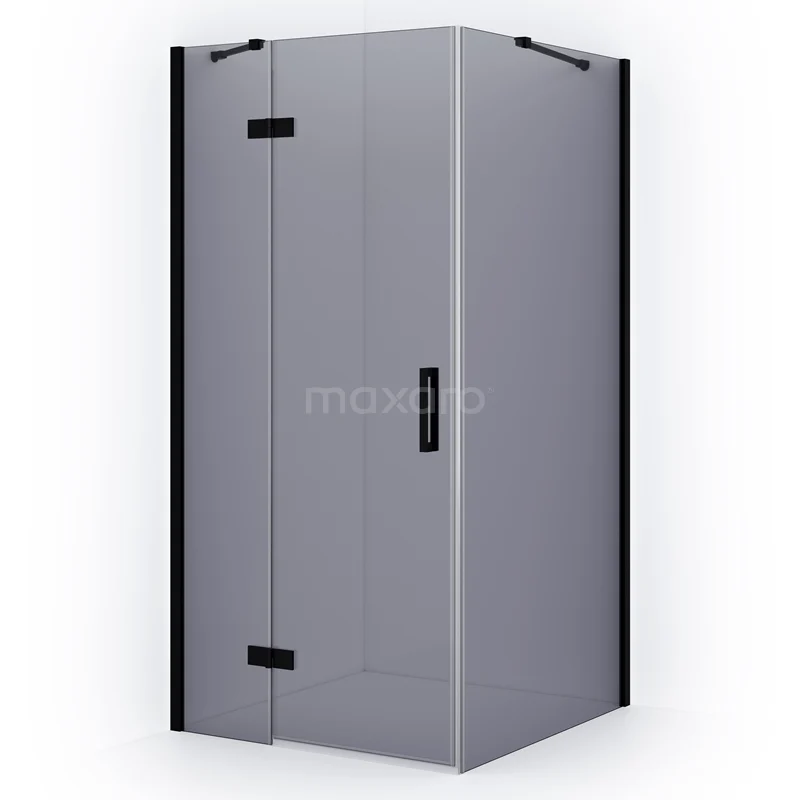 Diamond Shower enclosure | 110x90 cm Matte black Smoke glass Pivot door Rectangle CDB216509411MB