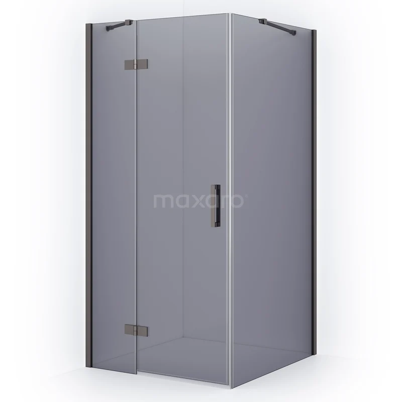 Diamond Shower enclosure | 110x90 cm Black metal Smoke glass Pivot door Rectangle CDB216509411ZMN
