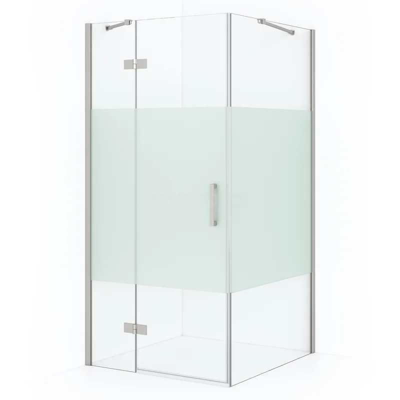 Diamond Shower enclosure | 100x100 cm Stainless steel Clear with matt strip Pivot door Square CDB214610413BR