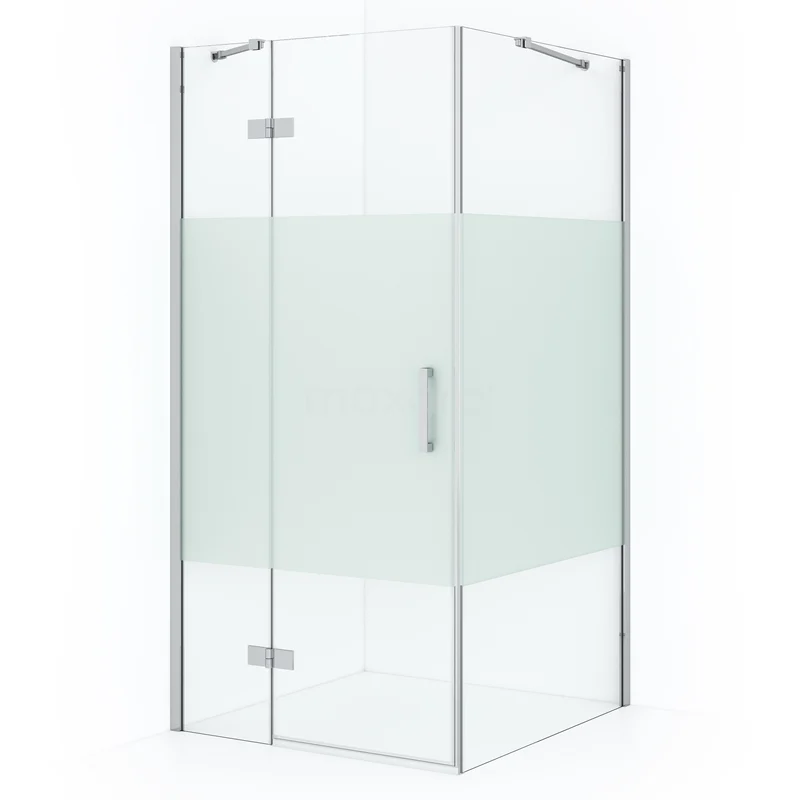 Diamond Shower enclosure | 100x100 cm Chrome Clear with matt strip Pivot door Square CDB214610413C