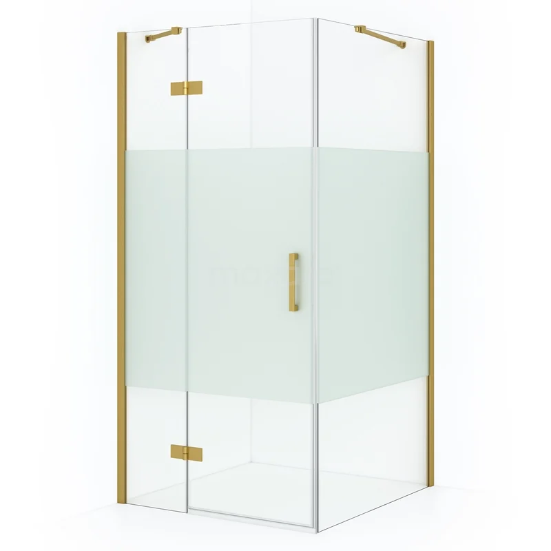 Diamond Shower enclosure | 100x100 cm Gold Clear with matt strip Pivot door Square CDB214610413GGN