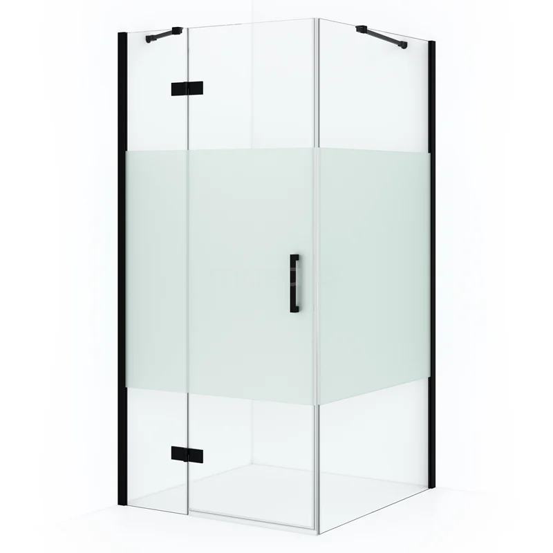 Diamond Shower enclosure | 100x90 cm Matte black Clear with matt strip Pivot door Rectangle CDB214609413MB