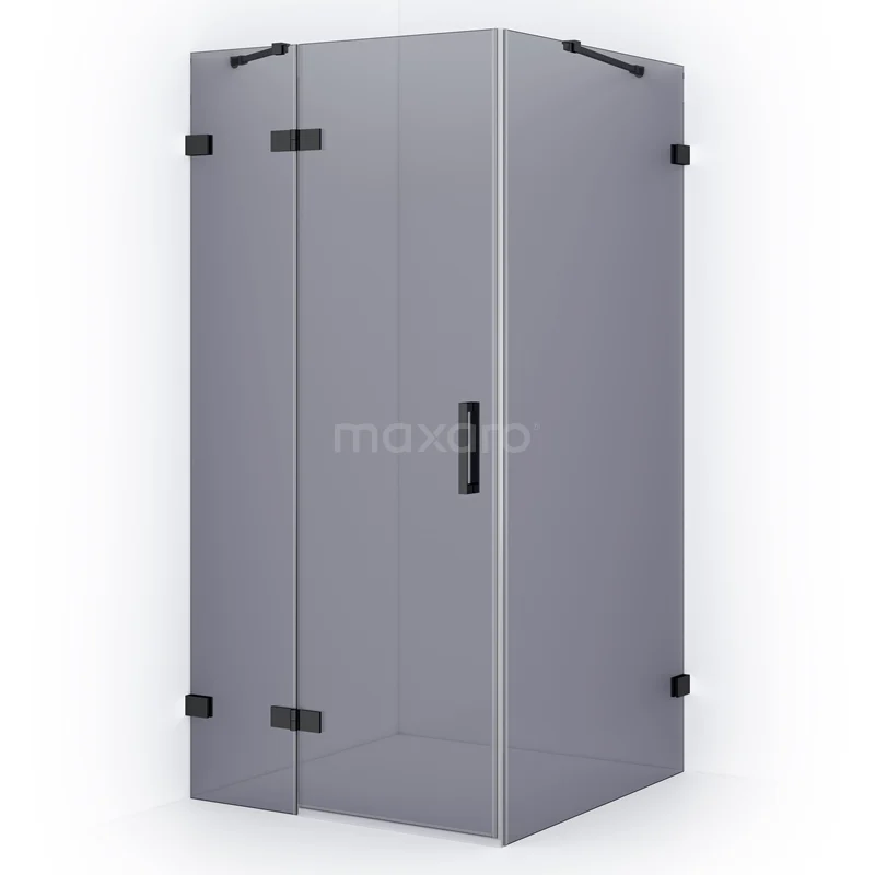 Diamond Shower enclosure | 110x100 cm Black chrome Smoke glass Pivot door Rectangle CDB216510421BC